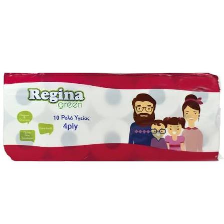 REGINA GREEN ΧΑΡΤΙ ΥΓΕΙΑΣ 4ΦΥΛΛΩΝ 10 ΡΟΛΑ
